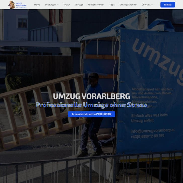 WordPress Homepage von Umzugvorarlberg